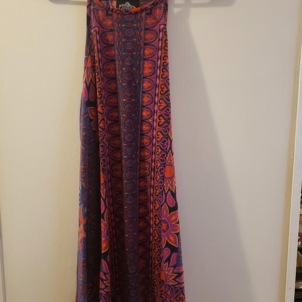 Womens angie knee length purple colorful dress small